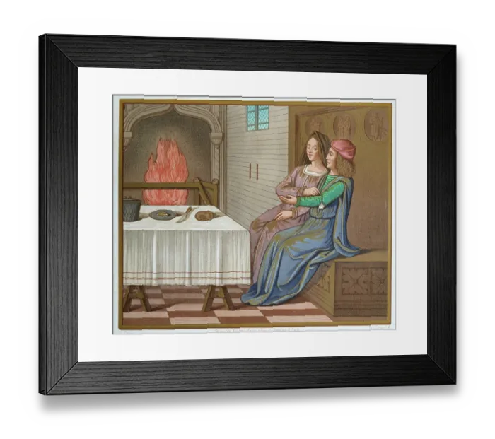 Framed Print : Medieval history, Young couple having an affair, French, 15th century, Vintage illustration, Un abus de confiance (A breach of trust) Framed Print : Medieval history, Young couple having an affair, French, 15th century, Vintage illustration, Un abus de confiance (A breach of trust)