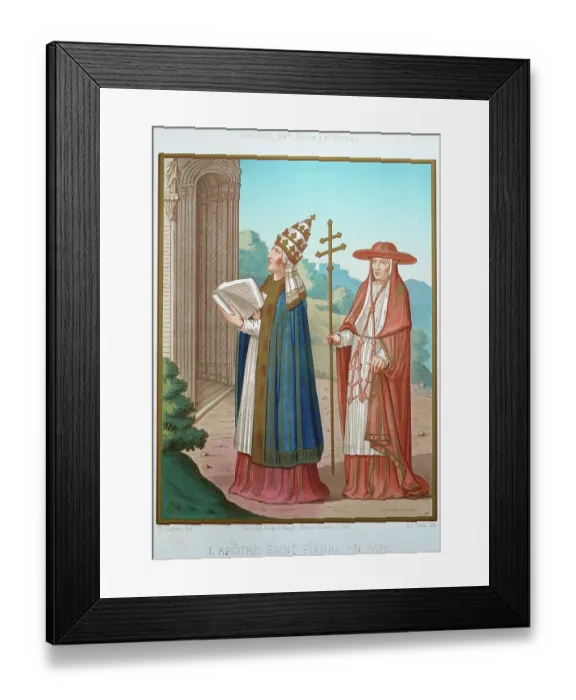 Framed Print : Medieval religious history, The Apostle Saint Peter as Pope, Cardinal, 15th century, Vintage illustration, Un abus de confiance (A breach of trust) Framed Print : Medieval religious history, The Apostle Saint Peter as Pope, Cardinal, 15th century, Vintage illustration, Un abus de confiance (A breach of trust)