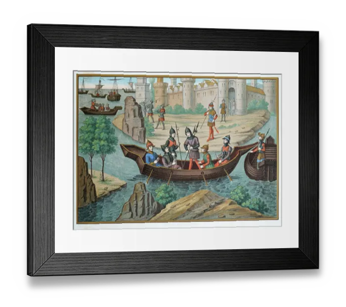 Framed Print : Medieval warfare, French crusader knights return to Acre after a raid on the Saracen fleet during the war between King Amalric I of Jerusalem and the Egyptians, 1160s Framed Print : Medieval warfare, French crusader knights return to Acre after a raid on the Saracen fleet during the war between King Amalric I of Jerusalem and the Egyptians, 1160s