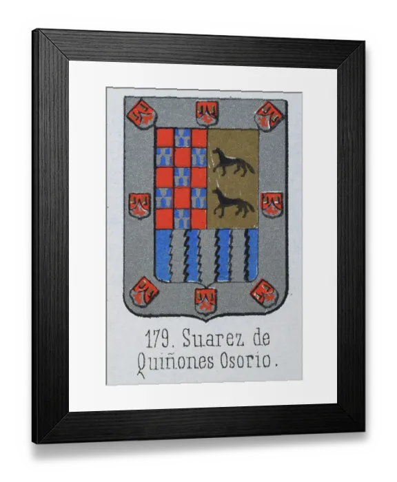 Framed Print : Medieval heraldry, Coat of arms, Shield with Checked, Black, Wolf, Silver, Spanish, Vintage illustration Framed Print : Medieval heraldry, Coat of arms, Shield with Checked, Black, Wolf, Silver, Spanish, Vintage illustration