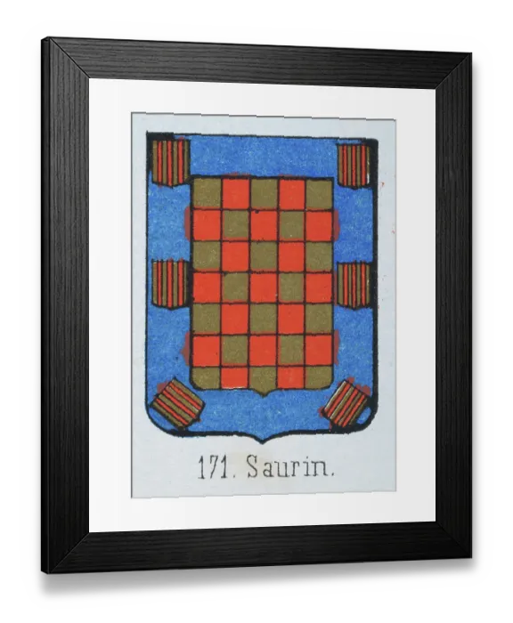 Framed Print : Medieval heraldry, Coat of arms, Shield with Checked, Gold, Red, Blue, Border, Spanish, Vintage illustration Framed Print : Medieval heraldry, Coat of arms, Shield with Checked, Gold, Red, Blue, Border, Spanish, Vintage illustration