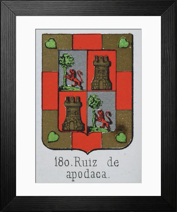 Framed Print : Medieval heraldry, Coat of arms, Shield with Quartered, Green, Oak, Tree, Gold, Castle, Spanish, Vintage illustration Framed Print : Medieval heraldry, Coat of arms, Shield with Quartered, Green, Oak, Tree, Gold, Castle, Spanish, Vintage illustration