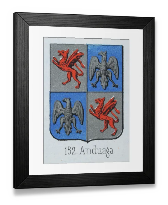 Framed Print : Medieval heraldry, Coat of arms, Shield with Quartered, Red, Griffin, Silver, Eagle, Spanish, Vintage illustration Framed Print : Medieval heraldry, Coat of arms, Shield with Quartered, Red, Griffin, Silver, Eagle, Spanish, Vintage illustration
