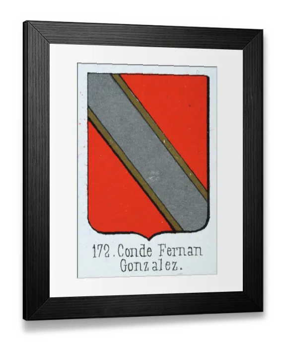 Framed Print : Medieval heraldry, Coat of arms, Shield with Silver, Gold, Slash, Red, Spanish, Vintage illustration Framed Print : Medieval heraldry, Coat of arms, Shield with Silver, Gold, Slash, Red, Spanish, Vintage illustration