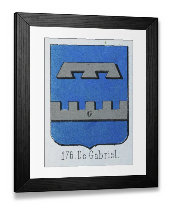 Framed Print : Medieval heraldry, Coat of arms, Shield with Silver, Label, Blue, Spanish, Vintage illustration Framed Print : Medieval heraldry, Coat of arms, Shield with Silver, Label, Blue, Spanish, Vintage illustration
