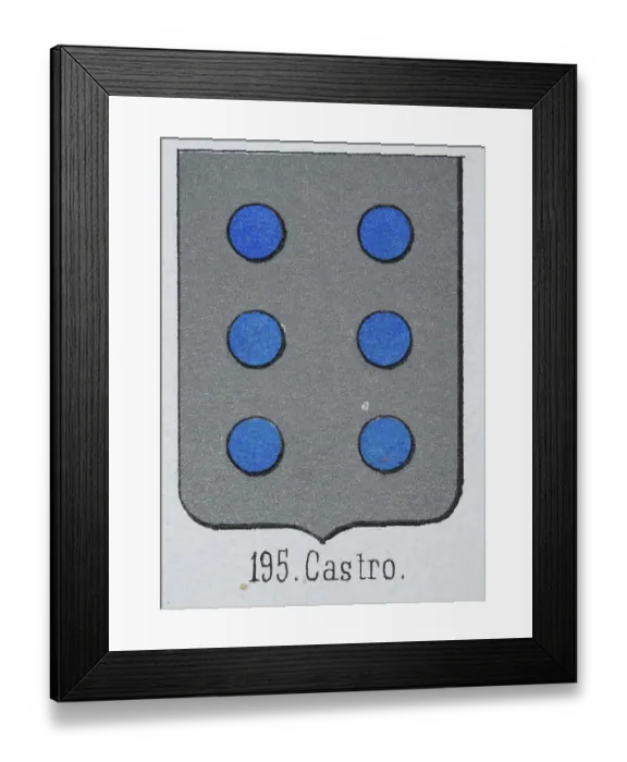 Framed Print : Medieval heraldry, Coat of arms, Shield with Six, Blue, Dot, silver, Spanish, Vintage illustration Framed Print : Medieval heraldry, Coat of arms, Shield with Six, Blue, Dot, silver, Spanish, Vintage illustration