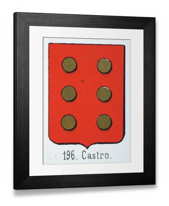 Framed Print : Medieval heraldry, Coat of arms, Shield with Six, Gold, Dots, Red, Spanish, Vintage illustration Framed Print : Medieval heraldry, Coat of arms, Shield with Six, Gold, Dots, Red, Spanish, Vintage illustration
