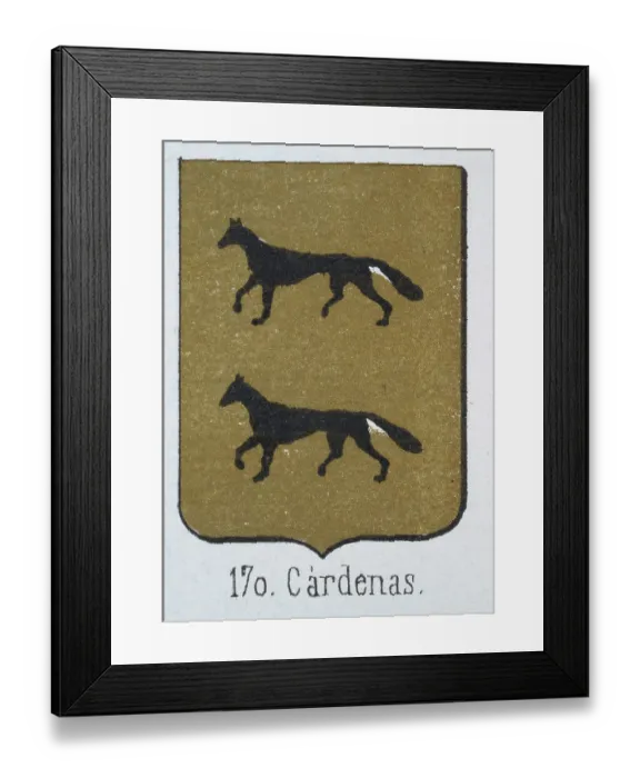 Framed Print : Medieval heraldry, Coat of arms, Shield with Two, Black, Wolves, Gold, Spanish, Vintage illustration Framed Print : Medieval heraldry, Coat of arms, Shield with Two, Black, Wolves, Gold, Spanish, Vintage illustration