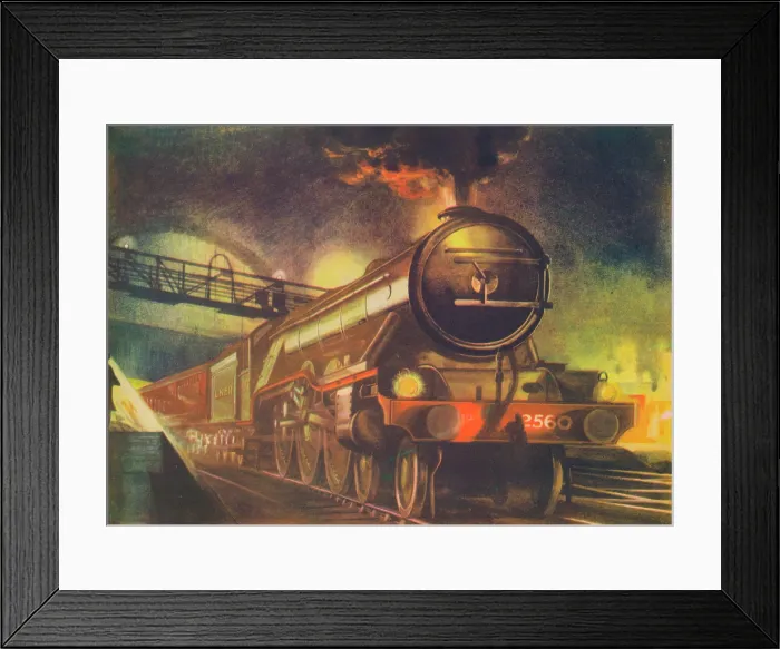 Framed Print : The Night Scotsman, L.N.E.R. leaving King's Cross, 1940