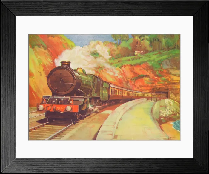 Framed Print : Cornish Rivera Limited, G.W.R. near Dawlish, 1940