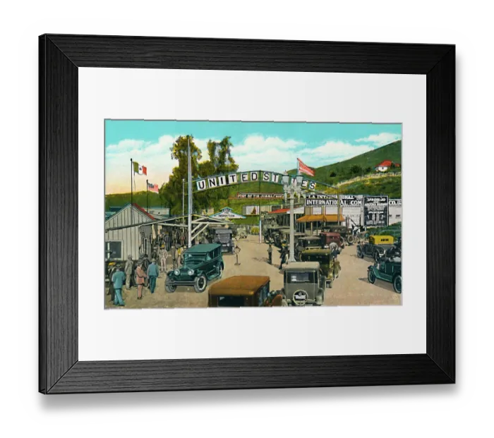 Framed Print : Tijuana, Mexico - International Boundary Line, circa 1939
