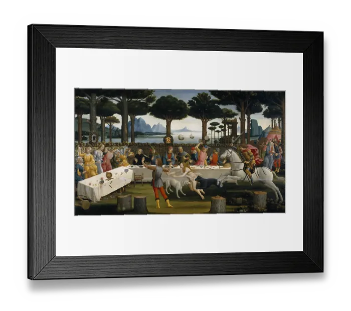 Framed Print : The Story of Nastagio degli Onesti (Third episode), ca 1483. Artist: Botticelli, Sandro (1445-1510) Framed Print : The Story of Nastagio degli Onesti (Third episode), ca 1483. Artist: Botticelli, Sandro (1445-1510)