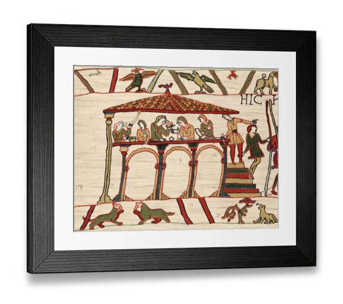 Framed Print : Harold II and men feasting, Bayeux Tapestry