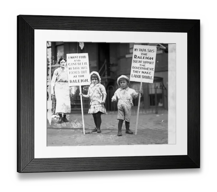 Framed Print : Children With Strike Placards Framed Print : Children With Strike Placards