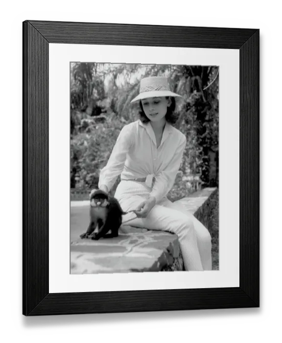 Framed Print : Audrey Hepburn With Monkey Framed Print : Audrey Hepburn With Monkey