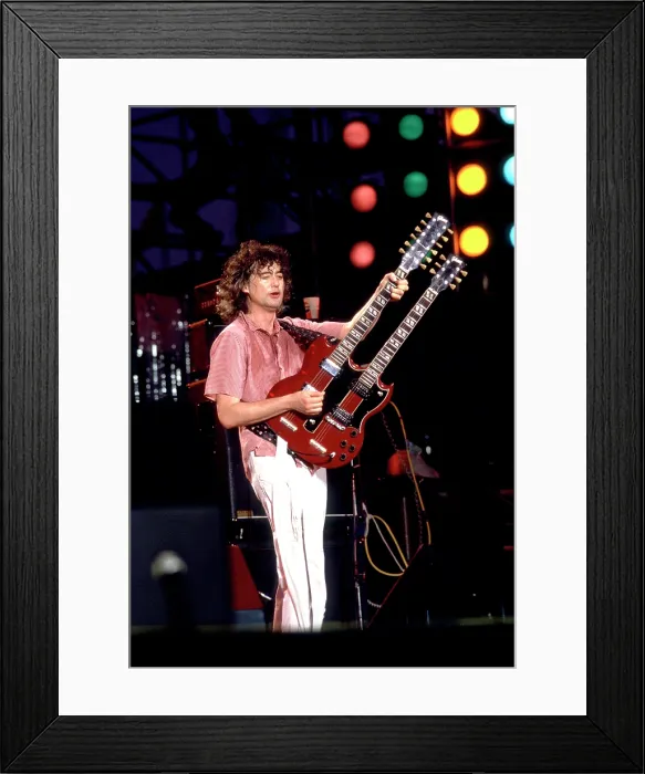 Framed Print : Jimmy Page Performs At Live Aid Framed Print : Jimmy Page Performs At Live Aid