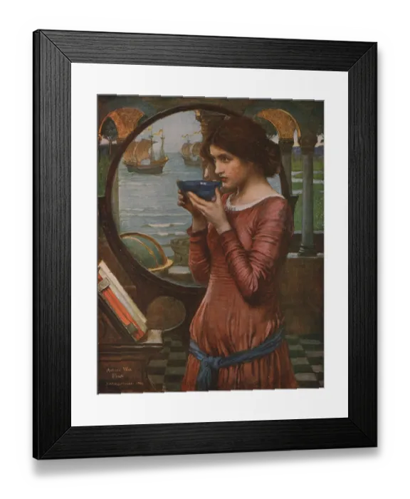 Framed Print : Destiny, 1900, (circa 1930). Woman holding a glass bowl