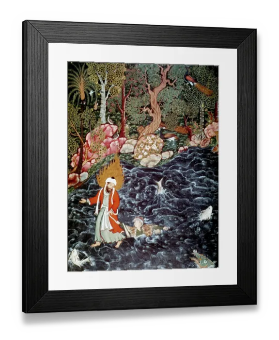 Framed Print : The prophet Elijah rescuing Prince Nur ad-Dahr, 1562-1577. Artist: Mir Sayyid Ali Framed Print : The prophet Elijah rescuing Prince Nur ad-Dahr, 1562-1577. Artist: Mir Sayyid Ali