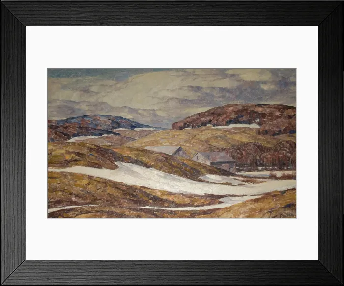 Framed Print : Landscape with Snow and Huts Framed Print : Landscape with Snow and Huts