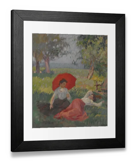 Framed Print : Two Women Resting in a Landscape Framed Print : Two Women Resting in a Landscape