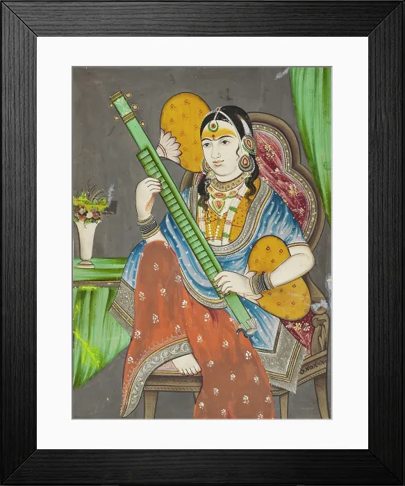Framed Print : A Lady Playing A Vina Framed Print : A Lady Playing A Vina