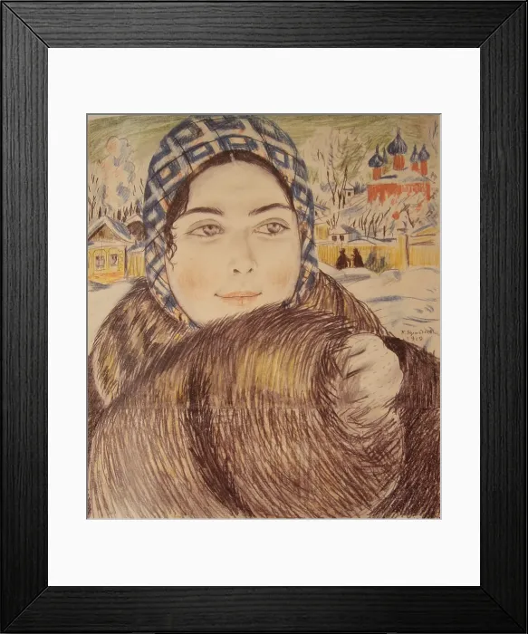 Framed Print : A young merchant's wife in the a checkered scarf, 1919 Framed Print : A young merchant's wife in the a checkered scarf, 1919