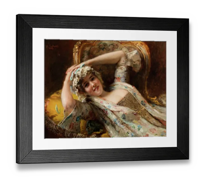Framed Print : Coquette, 1885. Private Collection. Creator: Makovsky, Konstantin Yegorovich (1839-1915) Framed Print : Coquette, 1885. Private Collection. Creator: Makovsky, Konstantin Yegorovich (1839-1915)