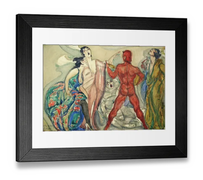 Framed Print : Obscene song, by Aroldo Bonzaghi, 1914, 20th Century, tempera on paper