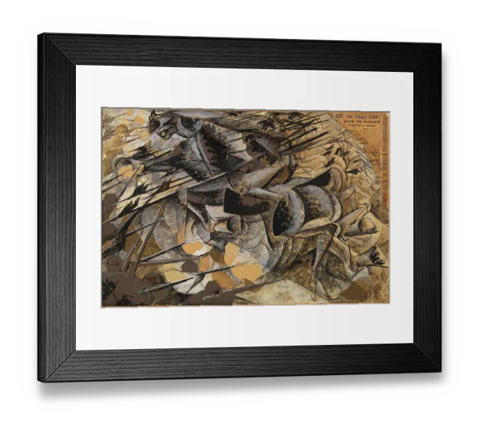 Framed Print : Charge Lancers - Cavalry Charge (Carica di lancieri - Carica di cavalleria), by Umberto Boccioni, 1915, 20th Century, tempera, paint, collage on paper mounted on canvas, 33.4 Framed Print : Charge Lancers - Cavalry Charge (Carica di lancieri - Carica di cavalleria), by Umberto Boccioni, 1915, 20th Century, tempera, paint, collage on paper mounted on canvas, 33.4