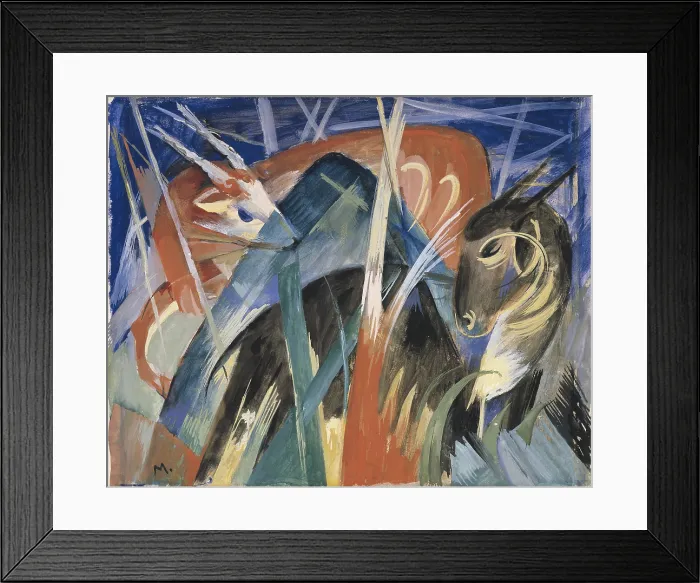Framed Print : Fable Animals I (Composition with animals I), 1913. Artist: Marc, Franz (1880-1916) Framed Print : Fable Animals I (Composition with animals I), 1913. Artist: Marc, Franz (1880-1916)