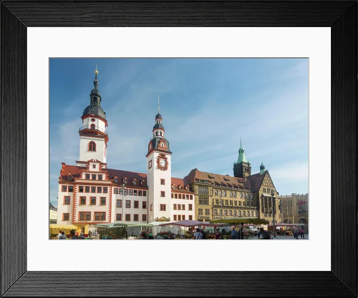 Framed Print : Old and new town hall, town hall tower Framed Print : Old and new town hall, town hall tower