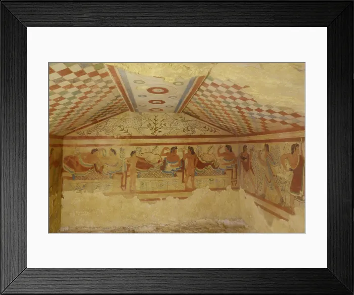 Framed Print : Tomba dei Leopardi Tomb with frescoes from the 5th century BC Framed Print : Tomba dei Leopardi Tomb with frescoes from the 5th century BC