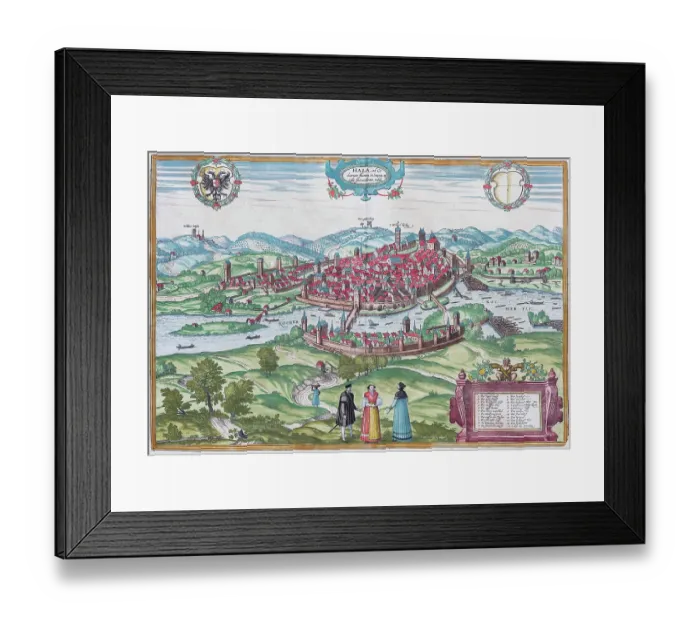 Framed Print : First printed view of the city of Schwaebisch Hall