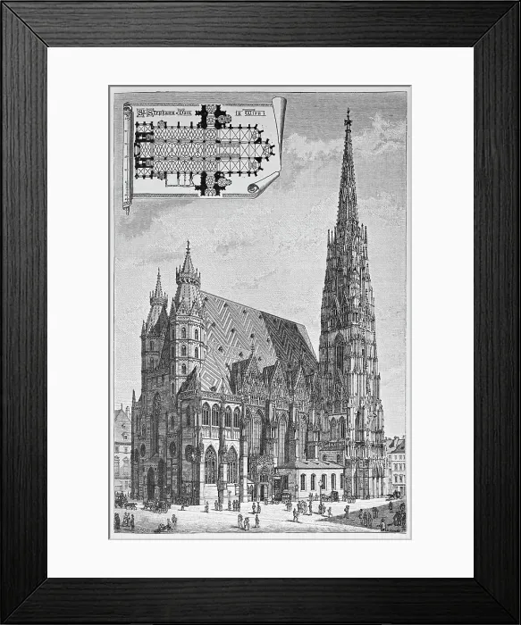 Framed Print : Copper engraving, St. Stephen's Cathedral Framed Print : Copper engraving, St. Stephen's Cathedral