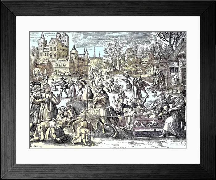 Framed Print : Digitally restored, The pleasures of winter in a city Framed Print : Digitally restored, The pleasures of winter in a city