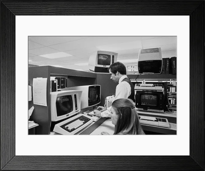Framed Print : Office Workers Using Computers Framed Print : Office Workers Using Computers