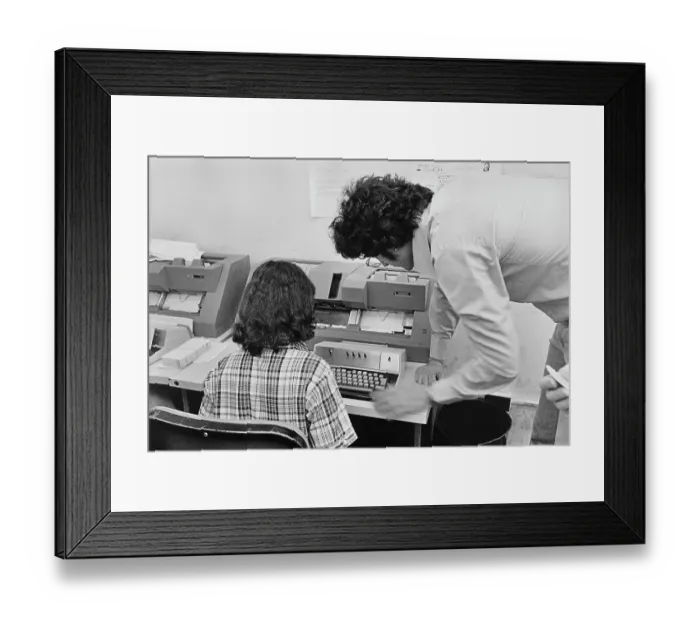 Framed Print : Woman Using Card Punch Framed Print : Woman Using Card Punch