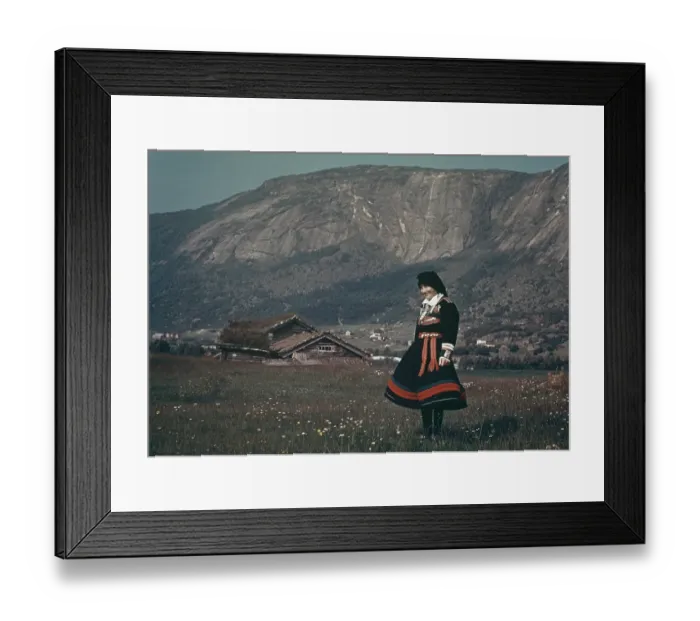 Framed Print : Setesdal. A woman in national dress in Setesdal, southern Norway, circa 1965 Framed Print : Setesdal. A woman in national dress in Setesdal, southern Norway, circa 1965
