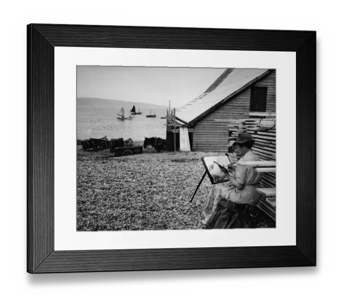 Framed Print : Woman Painter On Beach Framed Print : Woman Painter On Beach