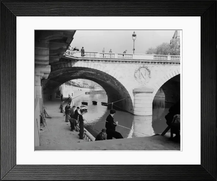 Framed Print : Fishermen In Paris, France Framed Print : Fishermen In Paris, France