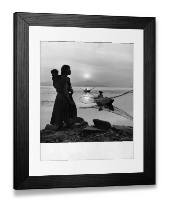 Framed Print : Mother with child and Mexican fisherman In Mexico Framed Print : Mother with child and Mexican fisherman In Mexico