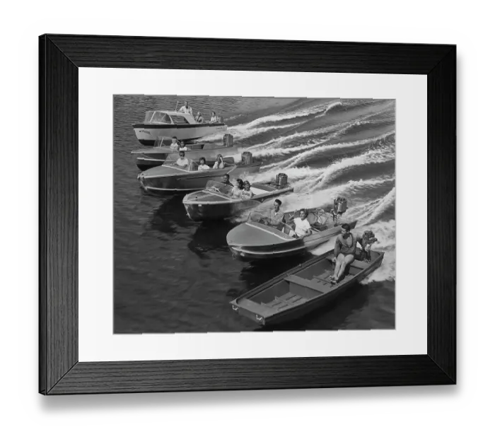 Framed Print : Motorboats In Line Framed Print : Motorboats In Line