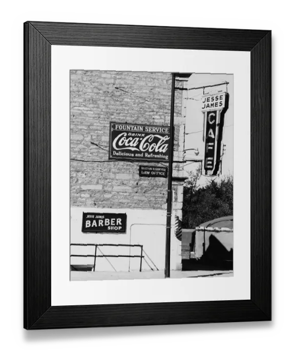 Framed Print : Jesse James Cafe Framed Print : Jesse James Cafe