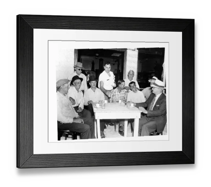 Framed Print : MEN IN GREEK CAFE Framed Print : MEN IN GREEK CAFE