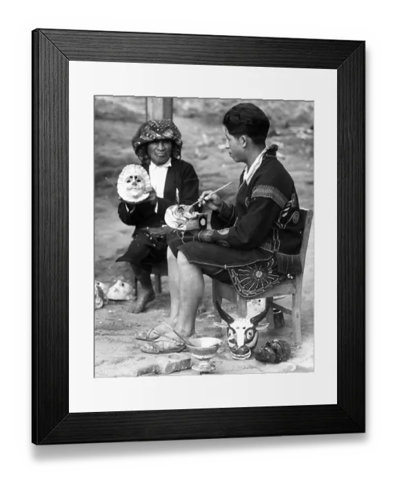 Framed Print : GUATEMALA MASK CARVERS