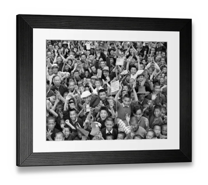 Framed Print : CHINESE GREET AMERICAN SOLDIERS Framed Print : CHINESE GREET AMERICAN SOLDIERS