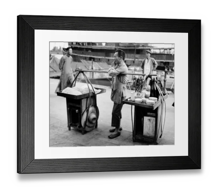 Framed Print : FOOD VENDOR ON THE BUND IN SHANGHAI Framed Print : FOOD VENDOR ON THE BUND IN SHANGHAI