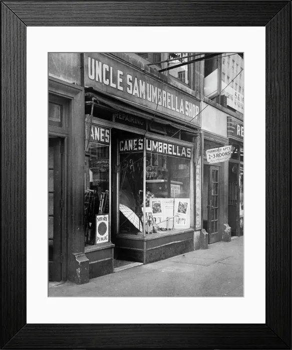 Framed Print : Uncle Sam Umbrella Shop Framed Print : Uncle Sam Umbrella Shop