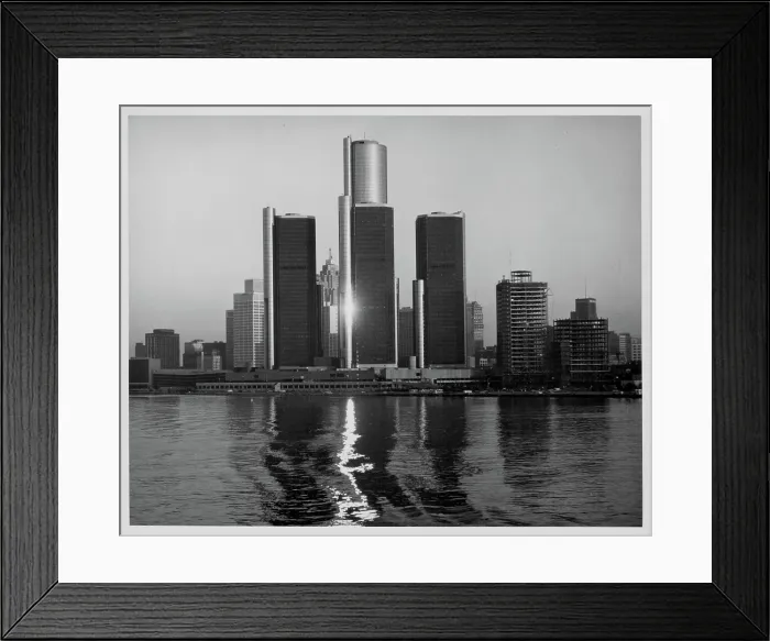 Framed Print : Detroit. A view of the skyline of Detroit from across the river, Michigan, circa 1920-1960 Framed Print : Detroit. A view of the skyline of Detroit from across the river, Michigan, circa 1920-1960