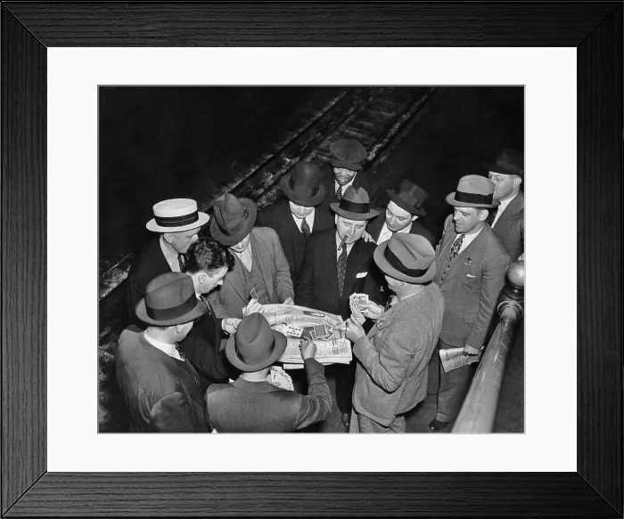 Framed Print : Commuter Card Game Framed Print : Commuter Card Game